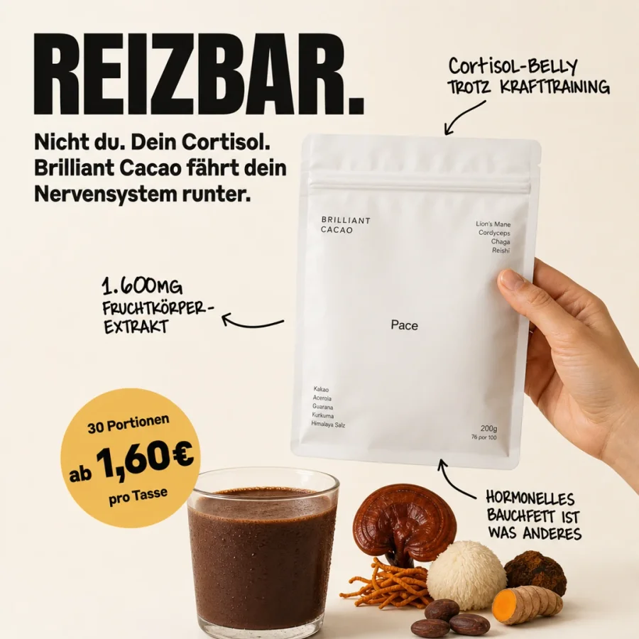 Generiertes Creative: Packshot auf Bordeaux mit Pace Wordmark